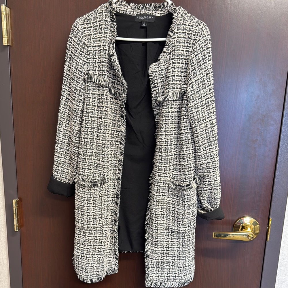 Black and white tweed blazer